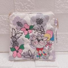 ロラライハリス♡刺繍のポーチ♡総刺繍コインケース♡お纏め出品 ロラライハリス 刺繍 フラット ポーチ にゃんこ - メルカリ