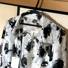 花柄 シアーシャツ ホワイト ブラック ブラウス 春夏 総柄シャツ 個性的