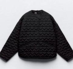 ZARA ザラ ハートキルティング ジャケット ダウン　黒S ZARA ハートキルティングジャケット L - ダウンジャケット