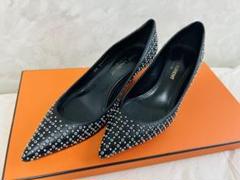 イヴ・サンローラン スタースタッズパンプス 美品 YSL サンローラン スタッズ レザー ヒール パンプス ドレス