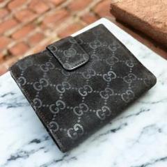 GUCCI 財布 二つ折り財布 グッチ スウェード GG柄 スエード