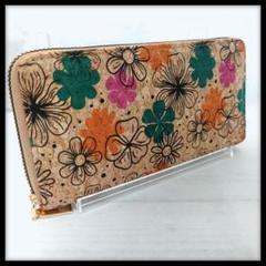 【新品未使用♪】 長財布 ハンドメイド　花柄 ラウンドファスナー