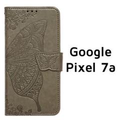 Pixel7a 手帳 グレー バタフライ 蝶