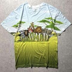 sublivie Tシャツ　アニマル　総柄　動物　ライオン　キリン　M