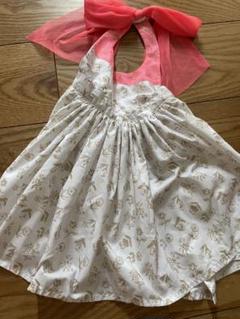 花柄リボン付きキッズエプロン　マールマール