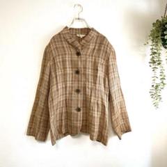 elegance fashion ジャケット　夏物　麻40% ブラウン系　長袖