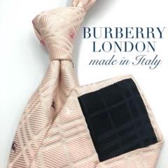 【美品】BURBERRY LONDON ネクタイ ホースロゴ チェック ピンク