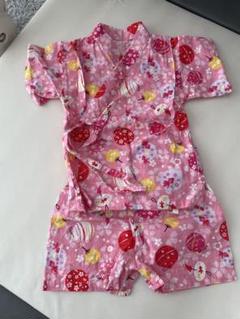 ピンク 花火 提灯柄 甚平 90cm