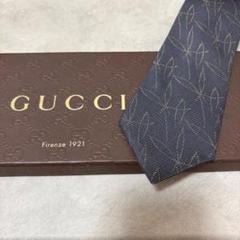 美品 GUCCI グッチ シルク 100％ ネイビー ネクタイ