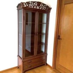 【極美品】アンティーク 三越購入 唐木家具 葡萄唐草透彫 飾り棚 キュリオケース