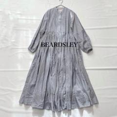 現行✨極美品✨ビアズリー ギャザーワンピース マキシ丈 洗える バンドカラー 白 現行✨極美品✨ビアズリー ギャザーワンピース マキシ丈 洗える