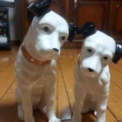 ビクター犬ニッパーの陶器置物 3体セット 日本ビクター ニッパー犬陶器置物 3個セット
