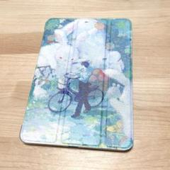 iPadケース 保護ケース うさぎ ウサギ 男の子 自転車 グリーン系