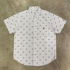【新品同様】A BATHING APE 半袖ワークシャツ ストライプ 白黒 XL 新品同様】A BATHING APE 半袖ワークシャツ ストライプ 白黒 XL