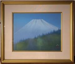 【真作】掛軸　富士　幻想の霊峰　静寂の山景　気高さを描く　共箱入　S47 真作】掛軸 富士 幻想の霊峰 静寂の山景 気高さを描く 共箱入