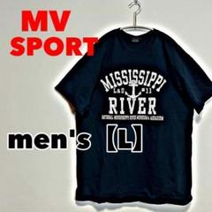 E244【MV SPORT】半袖プリントTシャツ【L】 ネイビー
