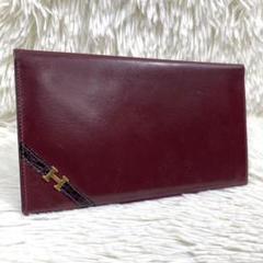 HERMES エルメス　長財布　Hロゴ　クロコ　ゴールド金具　レザー　ロゴ金具 HERMES エルメス長財布Hロゴクロコゴールド金具レザーロゴ金具
