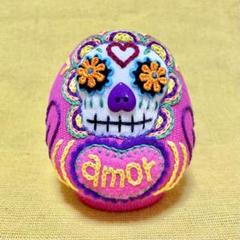 619【メキシカンスカル だるま amor】ぬいぐるみ置物
