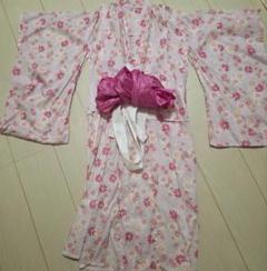 花柄浴衣 ピンク 帯付き 120cm〜130cm