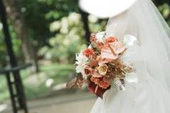 結婚式　ウェディング　ブーケ　アーティフィシャルフラワー　テラコッタ　ブートニア