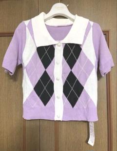 新品　ポロシャツ　韓国　パープル　Mサイズ