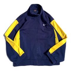 【90s】NIKE ツートンカラー トラックジャケット ネイビー イエロー M