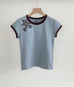 coyseio 水色 半袖Tシャツ 星 coyseio 水色 星の刺繍 半袖Tシャツ - メルカリ