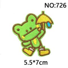 726カエル刺繍アイロンワッペン