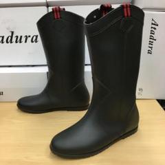 新品 Mサイズ 23.0-23.5cm 完全防水 ロングレインブーツ 黒 婦人