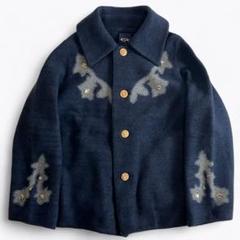 【美品】45R 縮絨ニットのカバーオール ネイビー