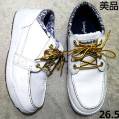 美品 Timberland レザー ホワイト スニーカー 26.5 ペイズリー