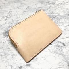 本革 ヌメ革 コンパクト財布 手縫い 姫路レザー ナチュラル L字ファスナー財布