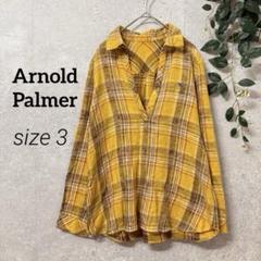 Arnold Palmer チェック柄 プルオーバー 長袖シャツ 黄色