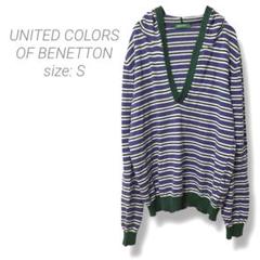 【UNITED COLORS OF BENETTON】ニットパーカー Sパープル