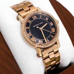 稼働 MICHAEL KORS 腕時計 ブラック文字盤 ラインストーン 1099