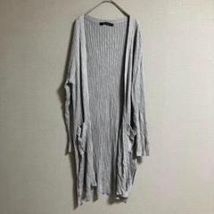 【janiss】ロングカーディガン　ニット　リブ　長袖　グレー　オシャレ　古着