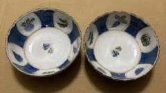 青と白の花模様お皿2個セット