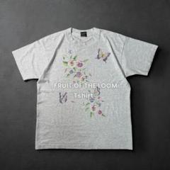 アート花蝶Tシャツ90sUSA製シングルFRUIT OF THE LOOM古着