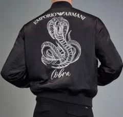 EMPORIO ARMANI 80s 刺繍 ボンバージャケット クロップド クラブウェア ボンバージャケット ベロア オーバーサイズ