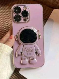 新品 iPhone 13 ケース 宇宙飛行士 スマホケース 立てかけ可能 紫