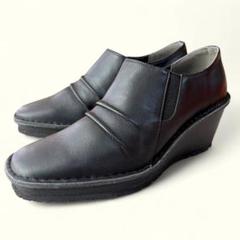 ユリコマツモト ウェッジソールパンプス 通勤 日本製 黒【23cm】