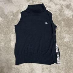 超美品 BurberryLondon バーバリー ノースリーブ ハイネック ポロ バーバリーロンドンサマーニットハイネックノースリーブトップス