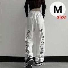 M 韓国 服 レディース レタリング ロゴ スウェット パンツ モード系
