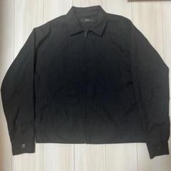 【流行りの短丈】Beno ストライプ 黒 長袖ジャケットシャツ　モード　L