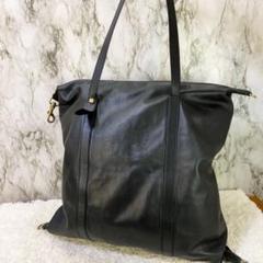 LOEWE ロエベ レザー トート ハンド バッグ 大きいサイズ ロゴ 黒色