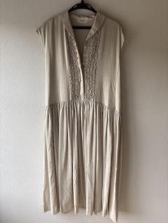 【美品】INGEBORG ベージュ ノースリーブシャツワンピース