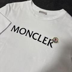 【新品級】MONCLER/モンクレール/フロッキーロゴ/Tシャツ/白/M