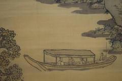 真作/谷文晁/山水屋形船図/絹表装/軸先紫檀/大幅/布袋屋掛軸HH-471 m27092338986_1.jpg?1715917837