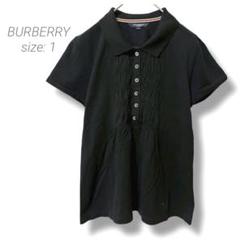 【バーバリー】BURBERRY ポロシャツ ブラック 半袖 綿100% S相当