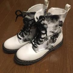 【未使用品】ブーツ 花柄 モノトーン シック クール モノクロ